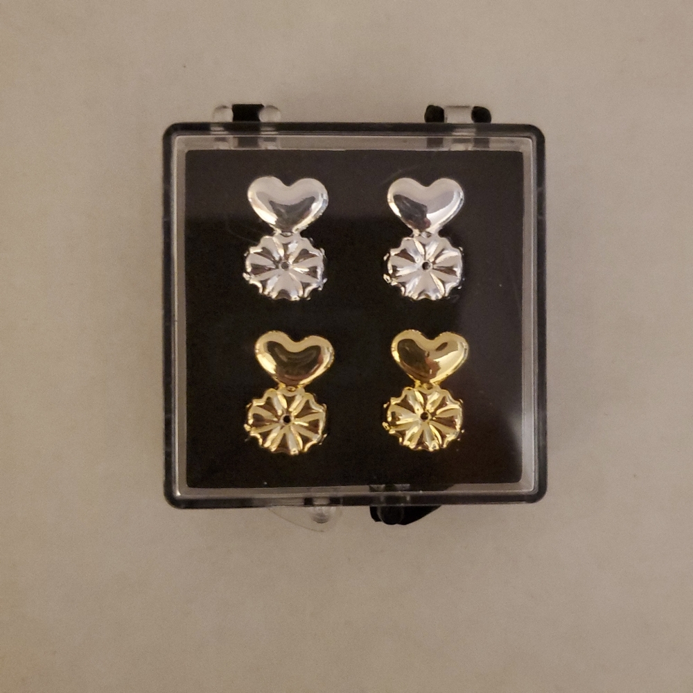 Gold Plated and Silver Earring Backs Set w/Pouch